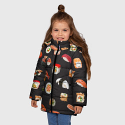 Куртка зимняя для девочки Планета суши, цвет: 3D-черный — фото 2