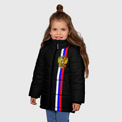 Куртка зимняя для девочки Лента с гербом России, цвет: 3D-черный — фото 2