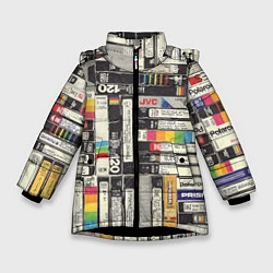 Куртка зимняя для девочки VHS-кассеты, цвет: 3D-черный