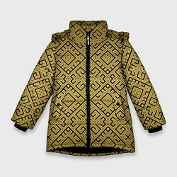 Куртка зимняя для девочки Обережная вышивка, цвет: 3D-черный