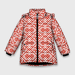 Куртка зимняя для девочки Духобор: Обережная вышивка, цвет: 3D-черный