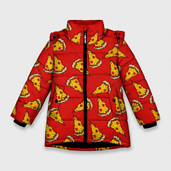 Куртка зимняя для девочки Острая пицца, цвет: 3D-черный