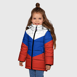 Куртка зимняя для девочки Российский триколор, цвет: 3D-светло-серый — фото 2
