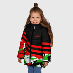 Куртка зимняя для девочки CS:GO Red Camo, цвет: 3D-светло-серый — фото 2