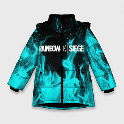 Куртка зимняя для девочки R6S: Turquoise Flame, цвет: 3D-черный