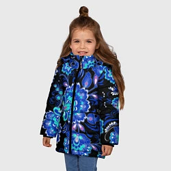 Куртка зимняя для девочки Синяя хохлома, цвет: 3D-красный — фото 2