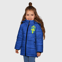 Куртка зимняя для девочки Сборная Швеции: Гостевая ЧМ-2018, цвет: 3D-светло-серый — фото 2
