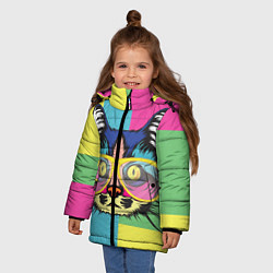 Куртка зимняя для девочки Поп-арт котик, цвет: 3D-светло-серый — фото 2