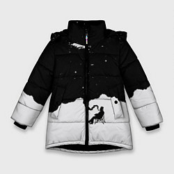 Куртка зимняя для девочки Космический дым, цвет: 3D-черный