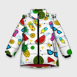 Куртка зимняя для девочки Летний стиль, цвет: 3D-красный