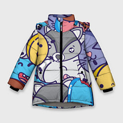 Куртка зимняя для девочки Влюбленный енот, цвет: 3D-светло-серый