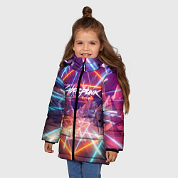 Куртка зимняя для девочки Cyberpunk 2077: Neon Lines, цвет: 3D-светло-серый — фото 2