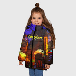 Куртка зимняя для девочки Cyberpunk 2077: Night City, цвет: 3D-черный — фото 2