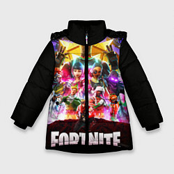 Куртка зимняя для девочки Fortnite: Battle Royale, цвет: 3D-черный