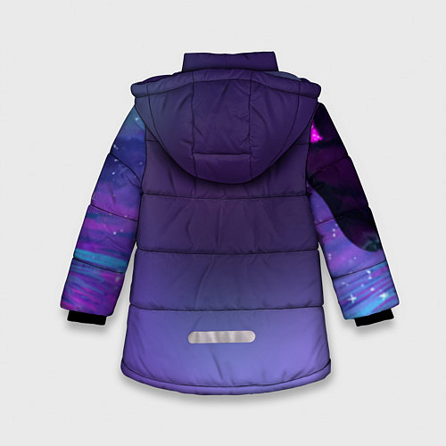 Зимняя куртка для девочки Неоновый тигр / 3D-Черный – фото 2