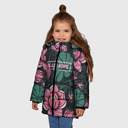 Куртка зимняя для девочки Black Pink: Delicate Flowers, цвет: 3D-черный — фото 2