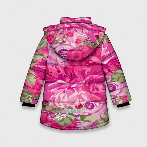 Зимняя куртка для девочки Black Pink: Abstract Flowers / 3D-Черный – фото 2