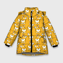 Куртка зимняя для девочки Маленькие Корги, цвет: 3D-светло-серый