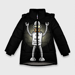 Куртка зимняя для девочки Kill All Humans, цвет: 3D-светло-серый