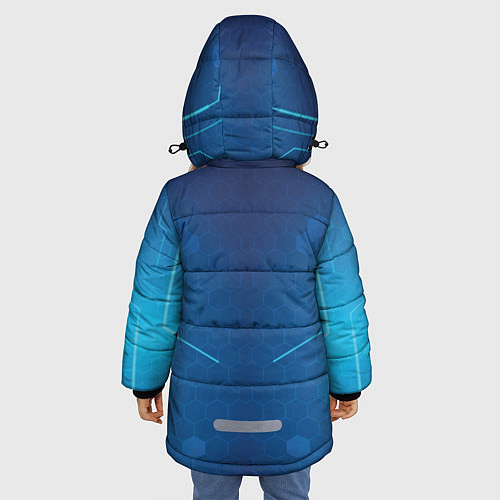Зимняя куртка для девочки PUBG: Blue Hexagons / 3D-Светло-серый – фото 4
