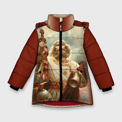 Куртка зимняя для девочки Славянский бог, цвет: 3D-красный