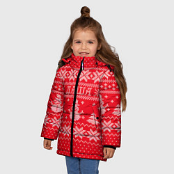 Куртка зимняя для девочки Новогодняя Даша, цвет: 3D-светло-серый — фото 2