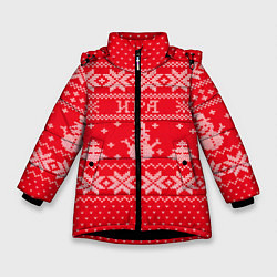 Куртка зимняя для девочки Новогодняя Ира, цвет: 3D-черный