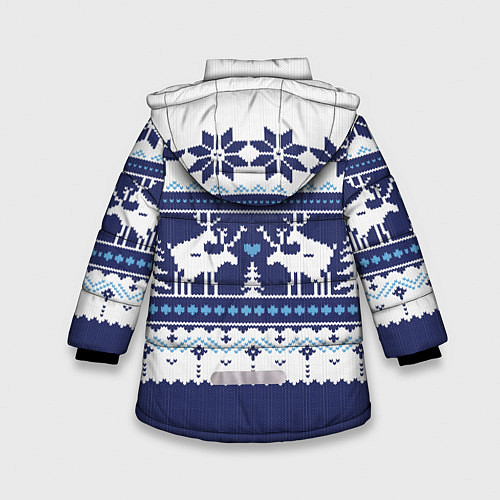 Зимняя куртка для девочки Узор с оленями / 3D-Черный – фото 2