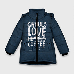 Куртка зимняя для девочки Ghouls Love Coffee, цвет: 3D-черный