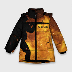 Куртка зимняя для девочки CS:GO Dark Fire, цвет: 3D-черный