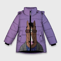 Куртка зимняя для девочки Конь БоДжек, цвет: 3D-черный