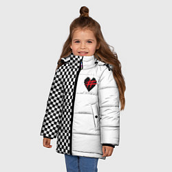 Куртка зимняя для девочки ФРЕНДЗОНА: Шахматы, цвет: 3D-красный — фото 2