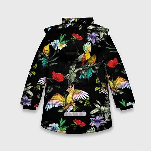 Зимняя куртка для девочки Попугаи / 3D-Черный – фото 2