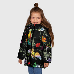 Куртка зимняя для девочки Попугаи, цвет: 3D-черный — фото 2