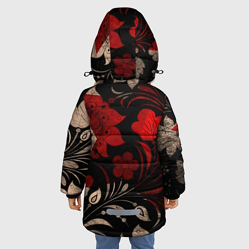 Зимняя куртка для девочки Медведь в ушанке / 3D-Красный – фото 4