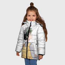 Куртка зимняя для девочки Дождь, цвет: 3D-светло-серый — фото 2