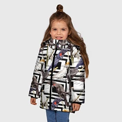 Куртка зимняя для девочки Попугаи Какаду, цвет: 3D-черный — фото 2