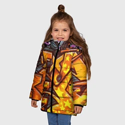 Куртка зимняя для девочки Orange Graffiti, цвет: 3D-черный — фото 2