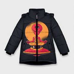 Куртка зимняя для девочки Пришелец-медитатор, цвет: 3D-черный
