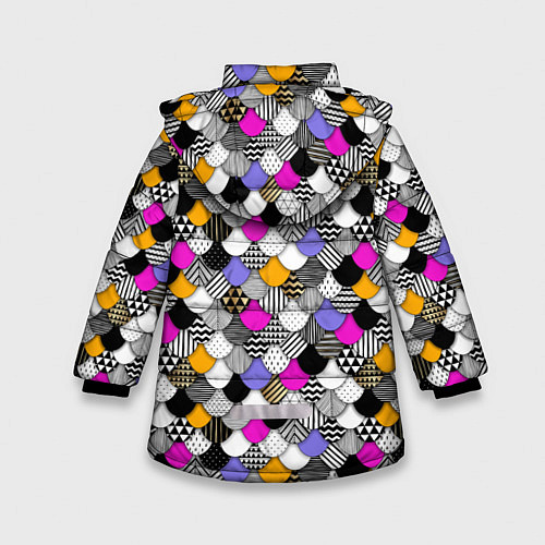 Зимняя куртка для девочки Цветная чешуя / 3D-Черный – фото 2