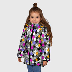 Куртка зимняя для девочки Цветная чешуя, цвет: 3D-черный — фото 2