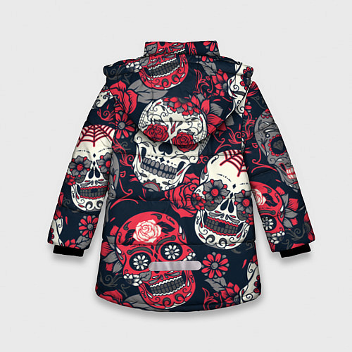 Зимняя куртка для девочки Мексиканские черепа / 3D-Черный – фото 2