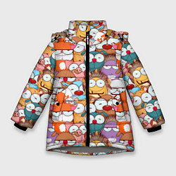 Зимняя куртка для девочки Рожицы животных: паттерн