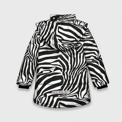 Зимняя куртка для девочки Полосы шкура зебры / 3D-Черный – фото 2