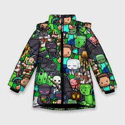 Куртка зимняя для девочки Жители Майнкрафт, цвет: 3D-черный