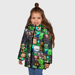 Куртка зимняя для девочки Жители Майнкрафт, цвет: 3D-черный — фото 2