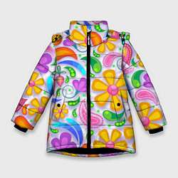 Зимняя куртка для девочки Абстракция и цветы
