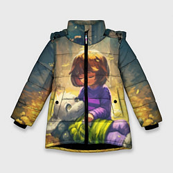 Куртка зимняя для девочки Фриск и Азриэль, цвет: 3D-черный