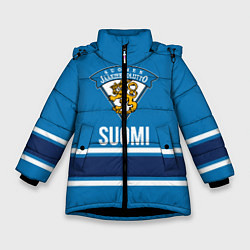 Куртка зимняя для девочки Сборная Финляндии, цвет: 3D-черный