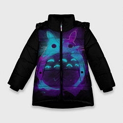 Куртка зимняя для девочки Милый Тоторо, цвет: 3D-черный